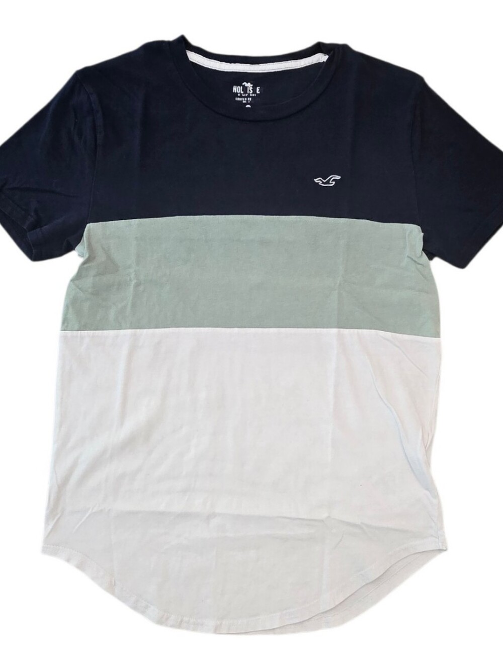 Hollister Colorblock Crewneck Tee in Navy, Sage & White